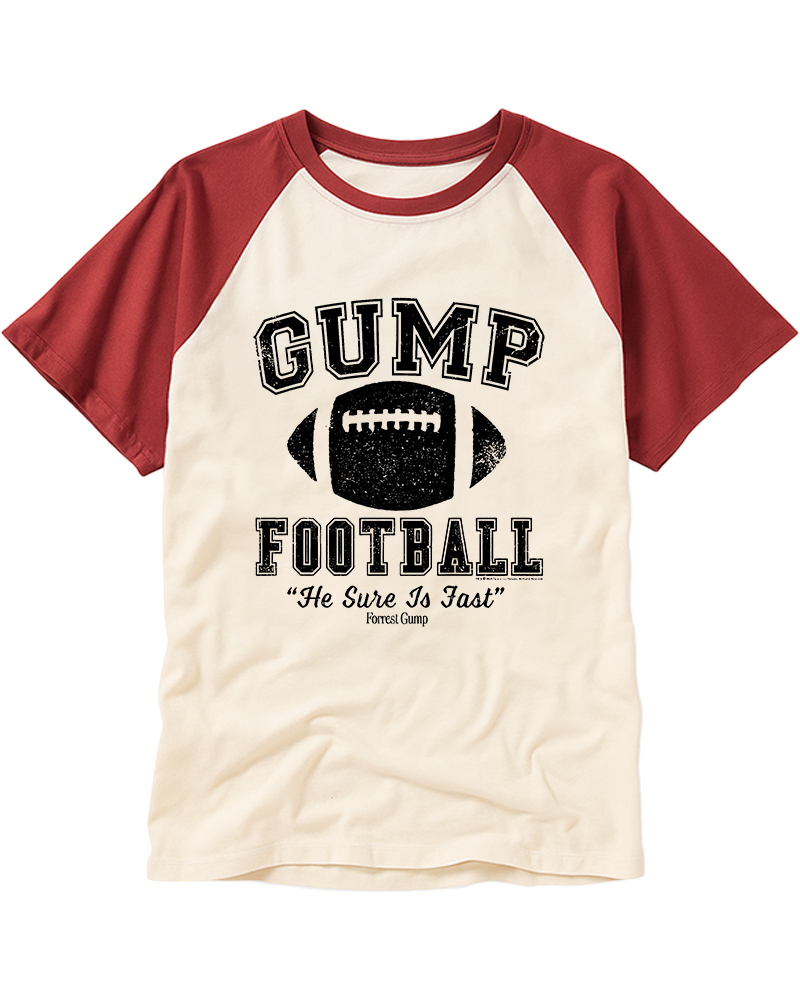 TheRetroTee Front & Back Football Jersey Forrest Gump Raglan Baseball T-Shirt