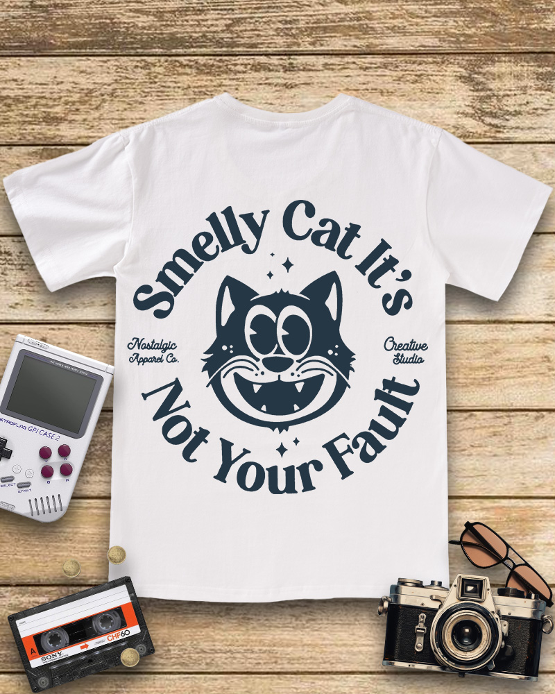 TheRetroTee Smelly Cat  V-neck T-Shirt