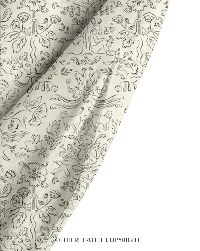 TheRetroTee 1970s Vintage Toile de Jouy Farm Animal Floral Strappy Maxi Dress