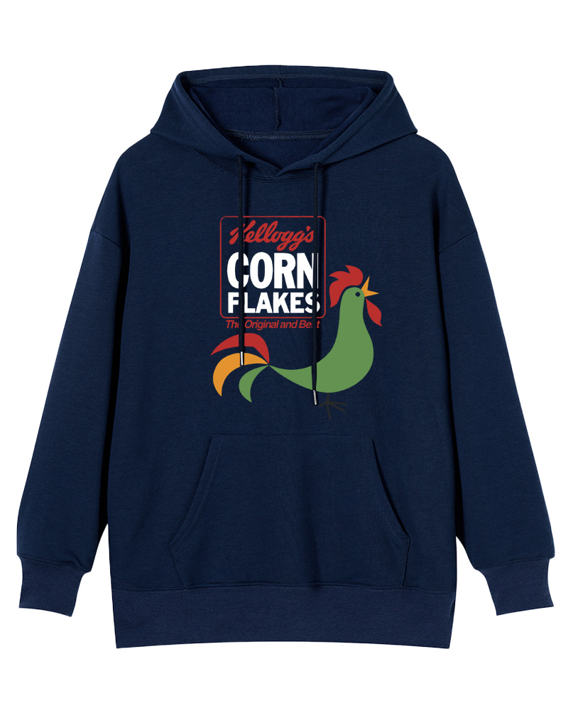 TheRetroTee Kellogg's Corn Flakes Cereal Rooster 1960s Cotton Hoodie