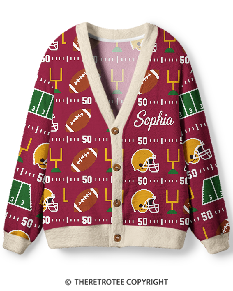 TheRetroTee Vintage Custom Football Heritage Unisex Cardigan Sweater