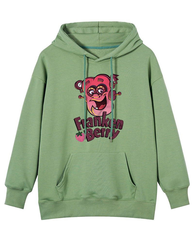 TheRetroTee Strawberry Cereal Monster 1970s Nostalgic Hoodie
