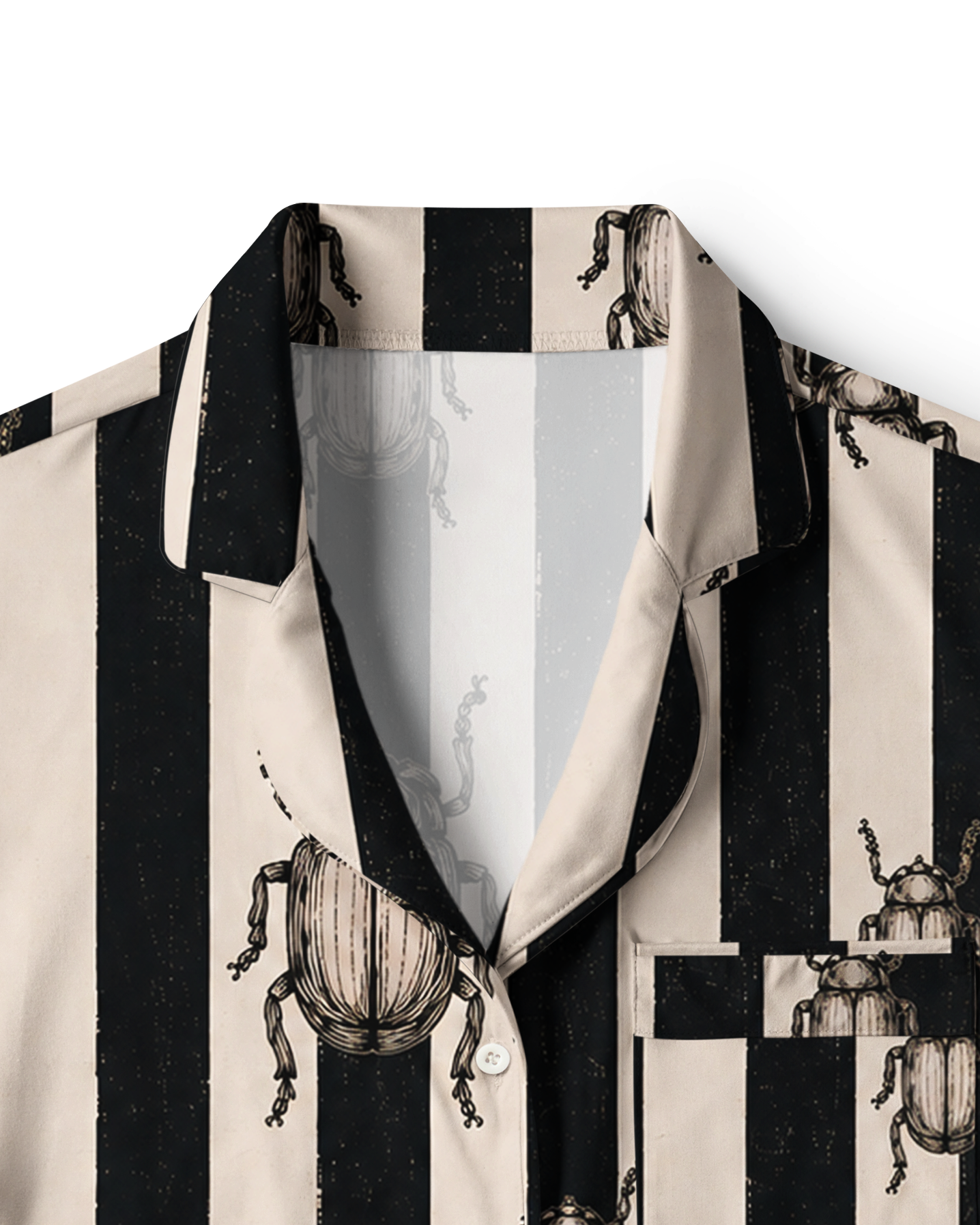 TheRetroTee Beetle Engraving Stripe Vintage Pajama Set