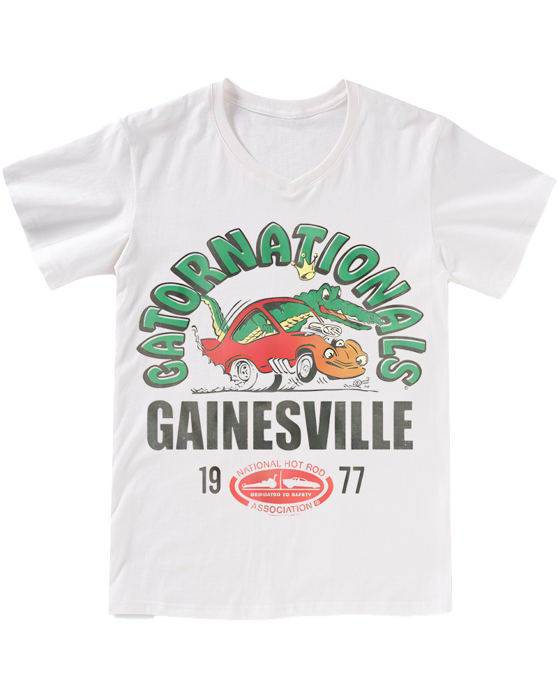 TheRetroTee NHRA Eye-Catching 1970s V-neck T-Shirt