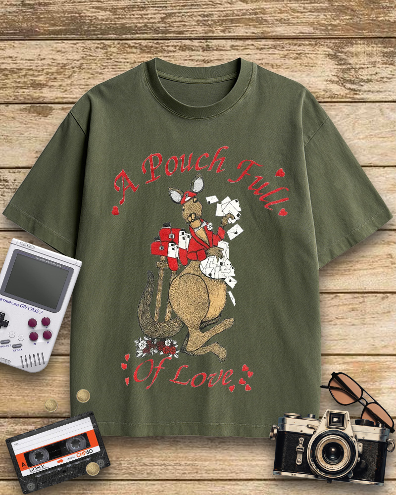 TheRetroTee 1980s Kangaroo Love Letters Cotton T-Shirt