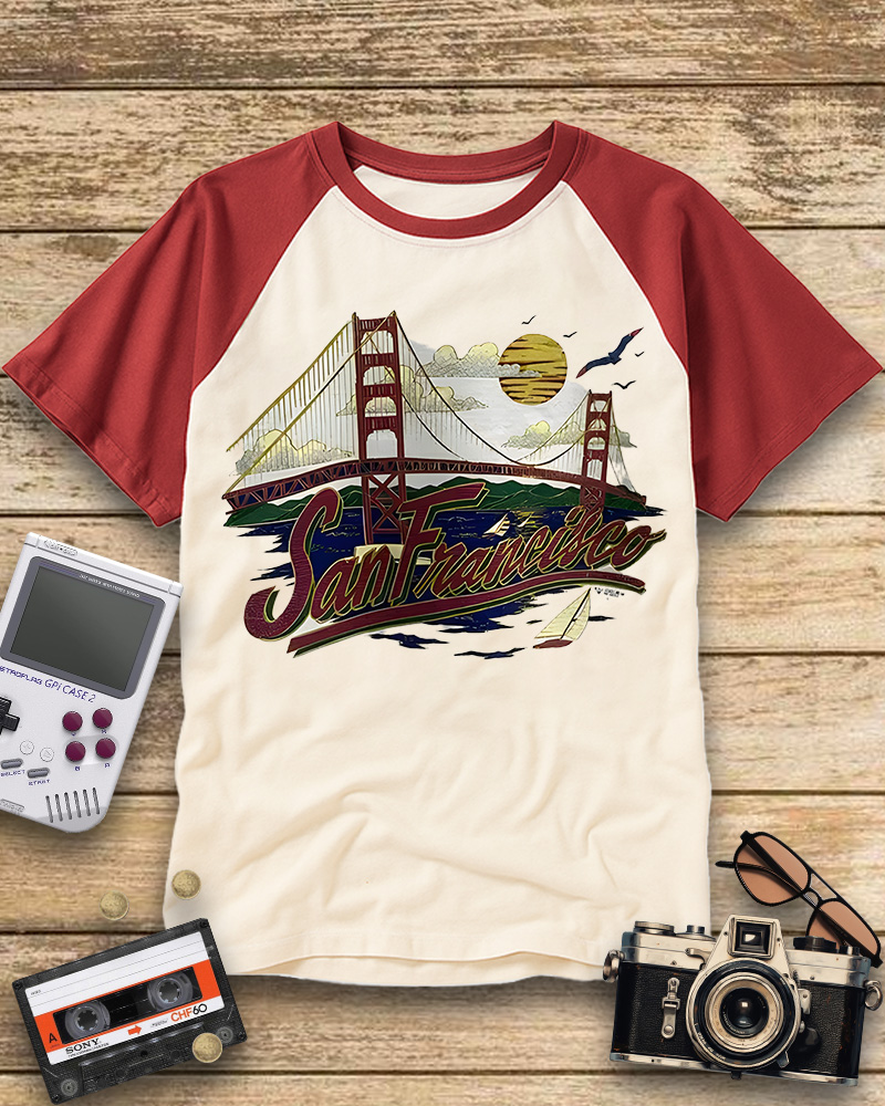 TheRetroTee San Francisco 1980s Raglan Baseball T-Shirt