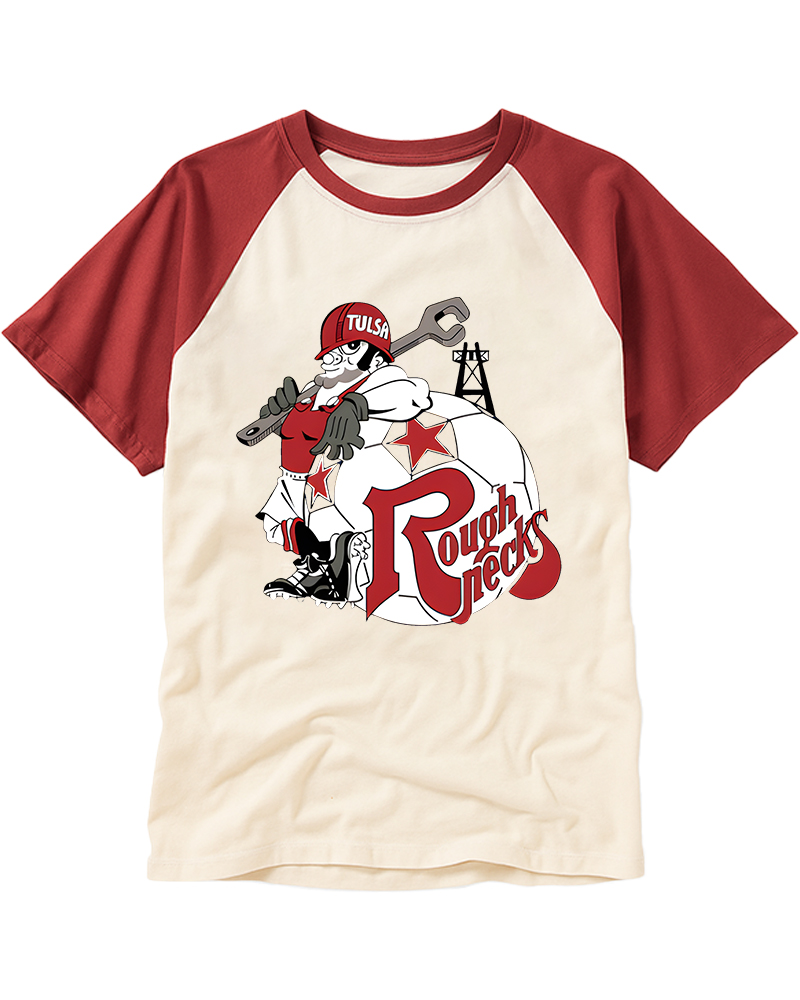 TheRetroTee 1978 Tulsa Roughnecks Raglan Baseball T-Shirt