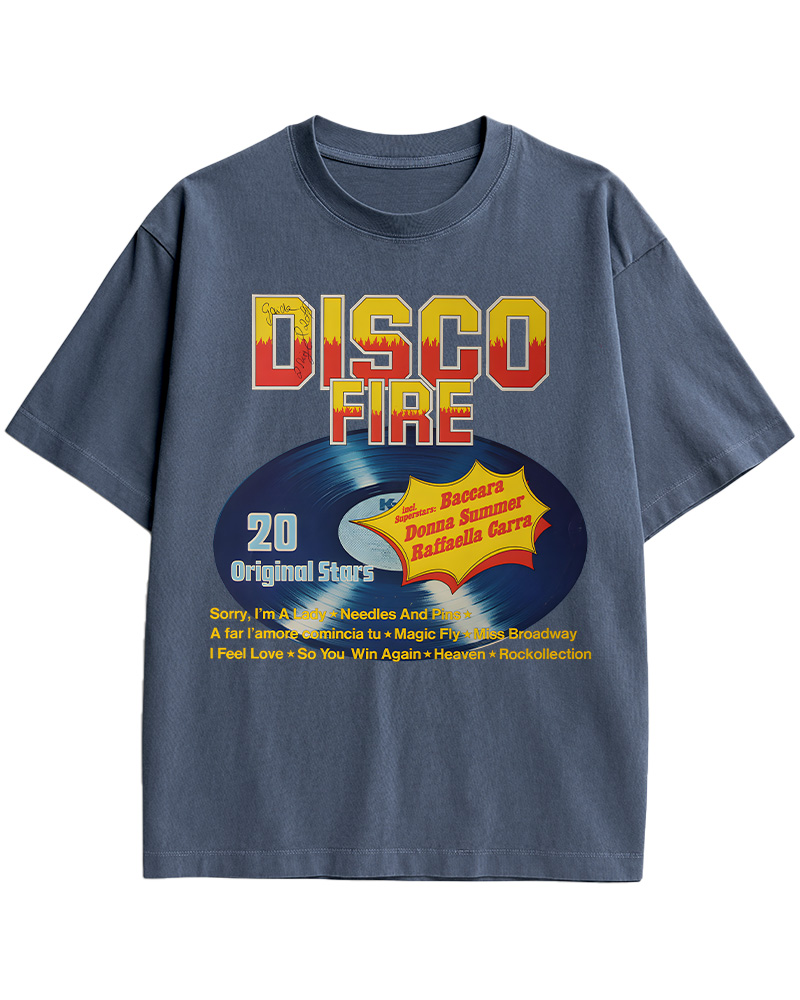 TheRetroTee Disco Fire 1970s Music Cotton T-Shirt
