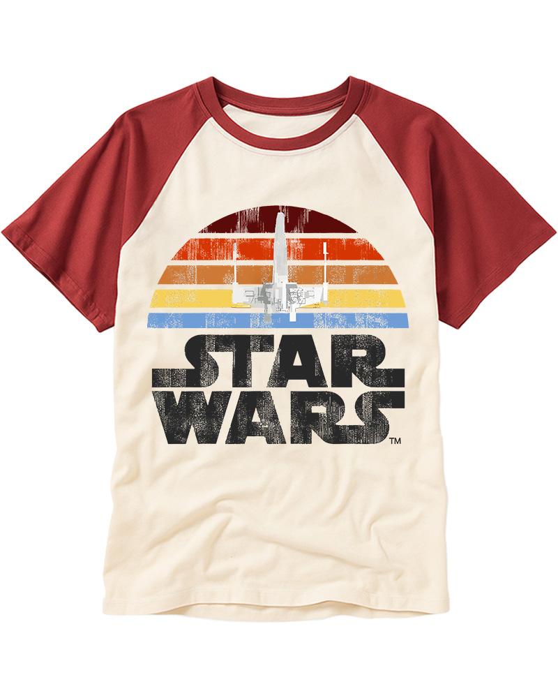 TheRetroTee Galaxy Plane Classic 1980s Raglan Baseball T-Shirt