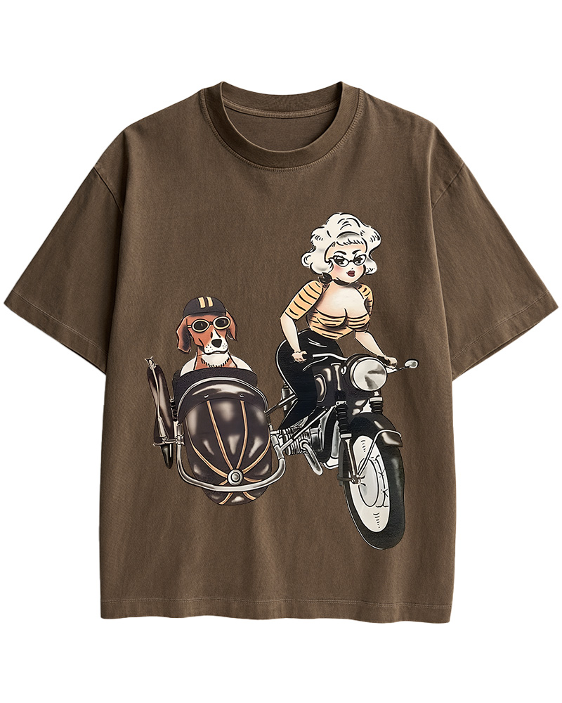 TheRetroTee On The Road Fitted 1950s Cotton T-Shirt