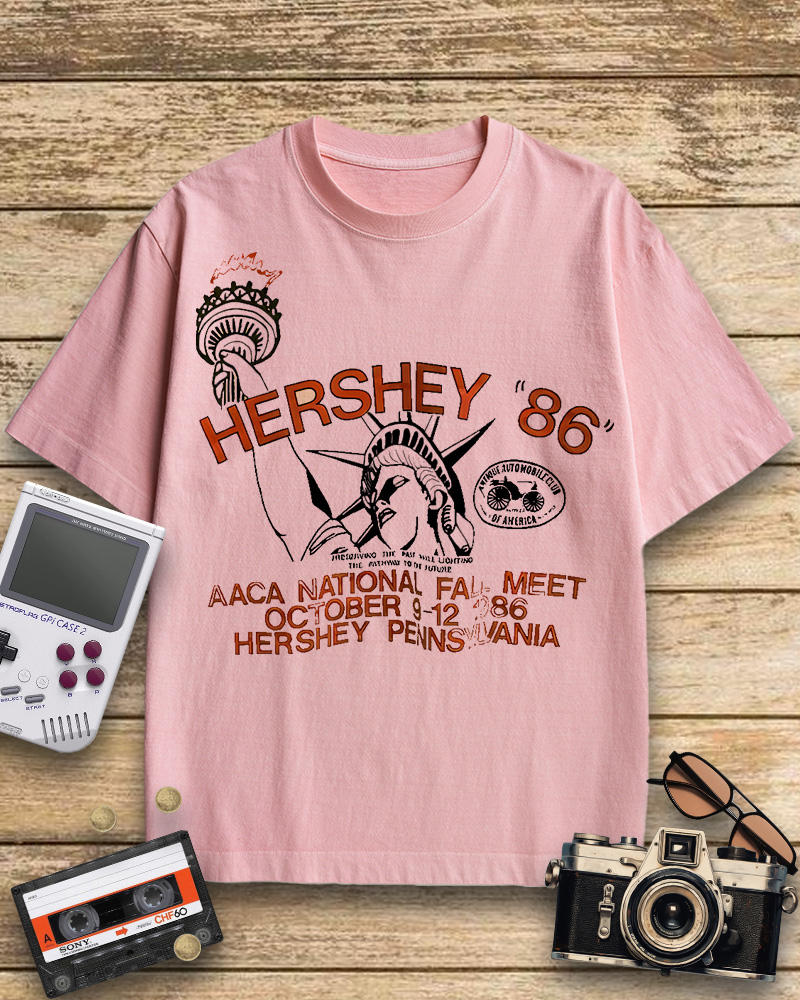 TheRetroTee 1986 Antique Auto Club Meet Hershey Cotton T-Shirt