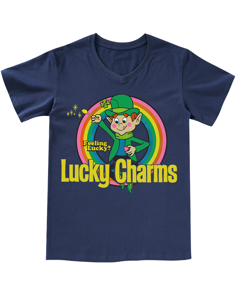 TheRetroTee Lucky Charms Leprechaun 1990s V-neck T-Shirt