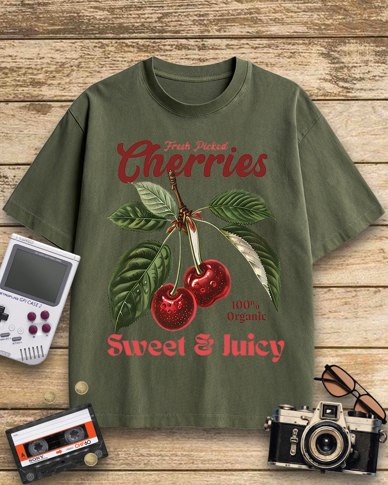 TheRetroTee Vintage Cherry 1950s Cotton T-Shirt