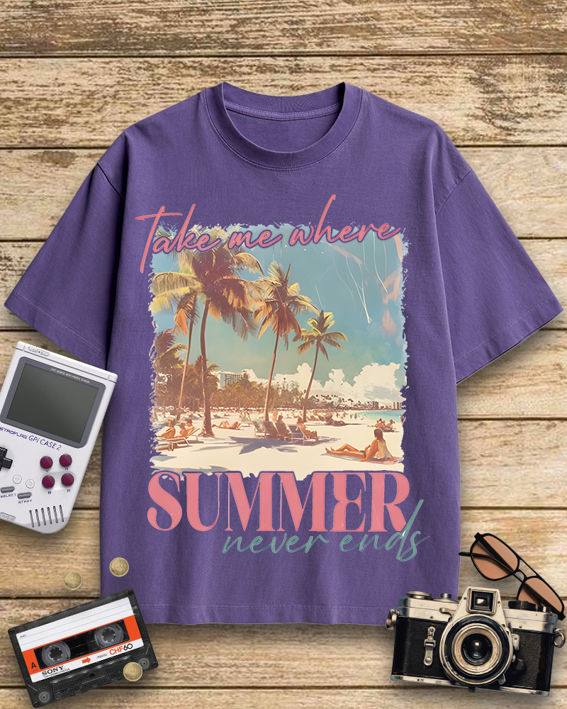 TheRetroTee Take Me Where Summer Never Ends Cotton T-Shirt