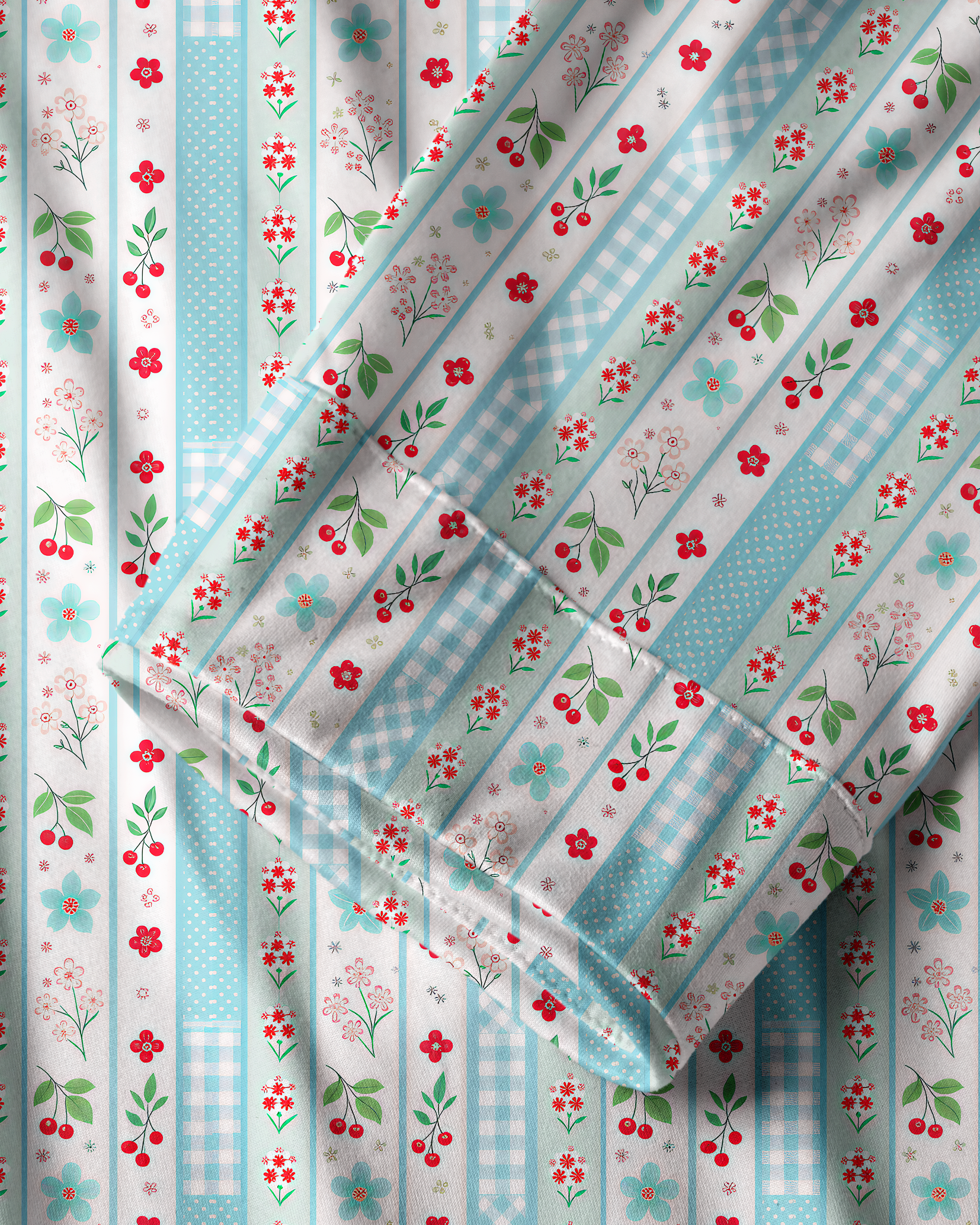 TheRetroTee Cherry Gingham Stripe Vintage Pajama Set
