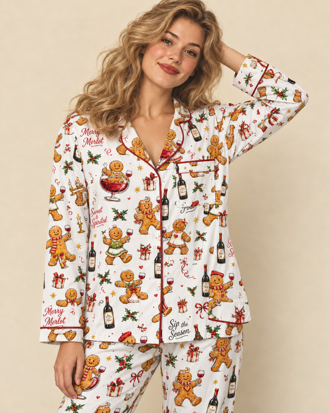 TheRetroTee Ginger WineXmas Vintage Pajama Set