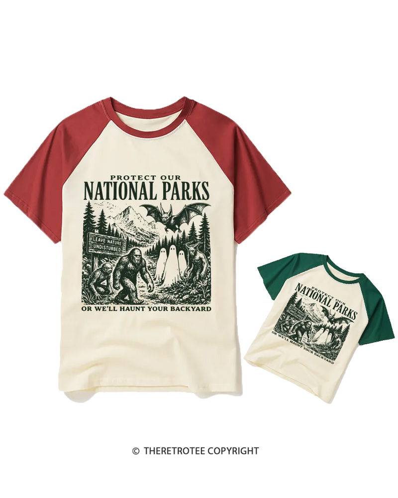 TheRetroTee Protect Our National Parks Raglan Baseball Family T-Shirt