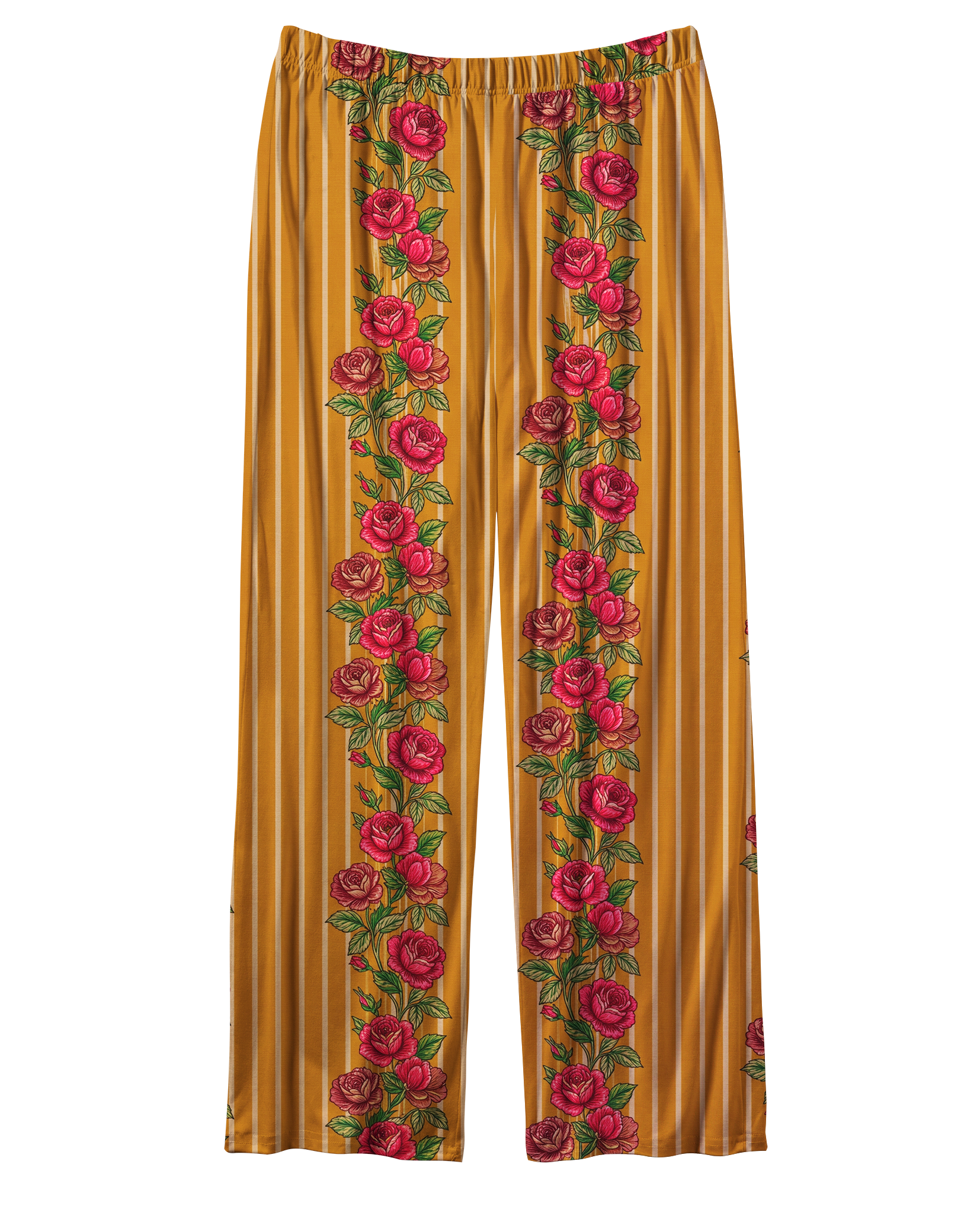 TheRetroTee Ochre Rose Stripe Vintage Pajama Set