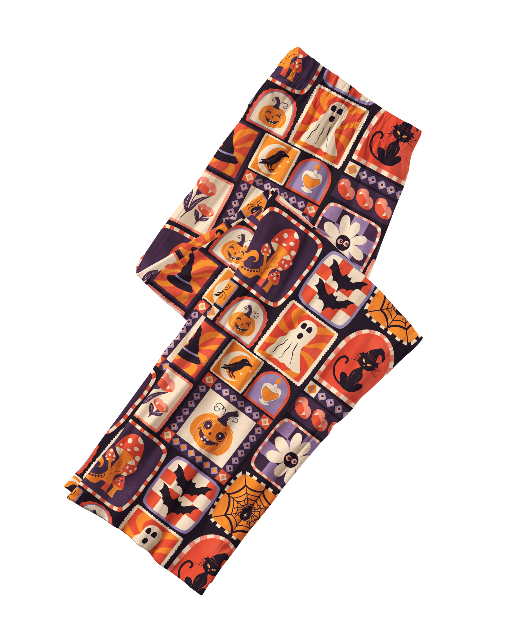 TheRetroTee Halloween Stamp Collage Vintage Pajama Set