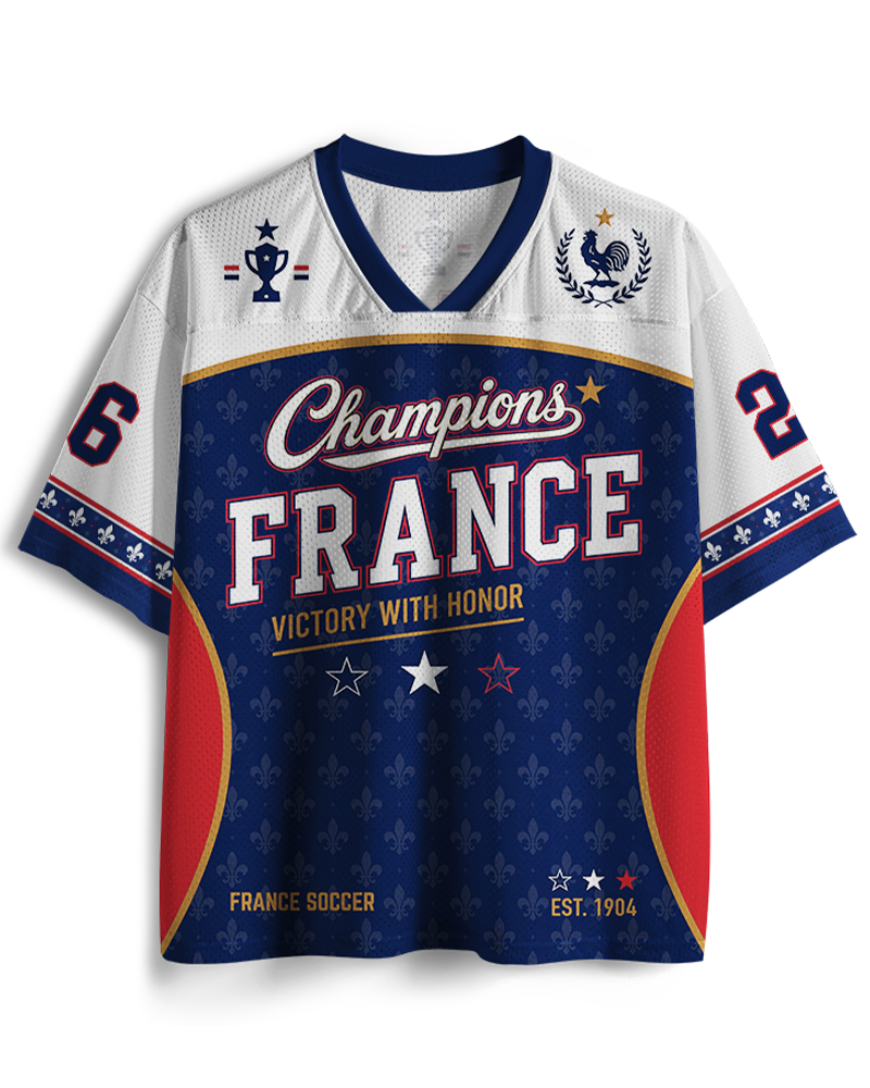TheRetroTee France Champion Custom Name Mesh Jersey