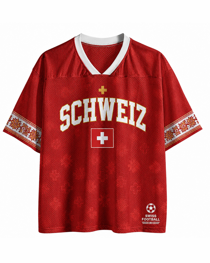TheRetroTee Custom Switzerland Soccer Mesh Jersey