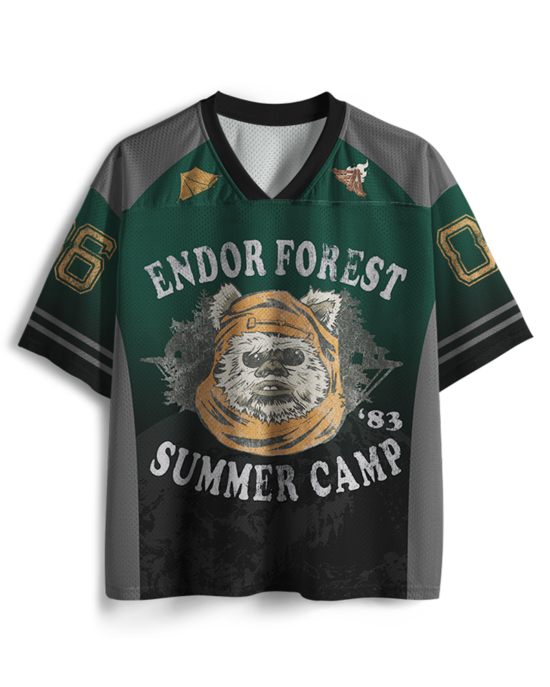 TheRetroTee Endor Forest Summer Camp 1980s Mesh Jersey