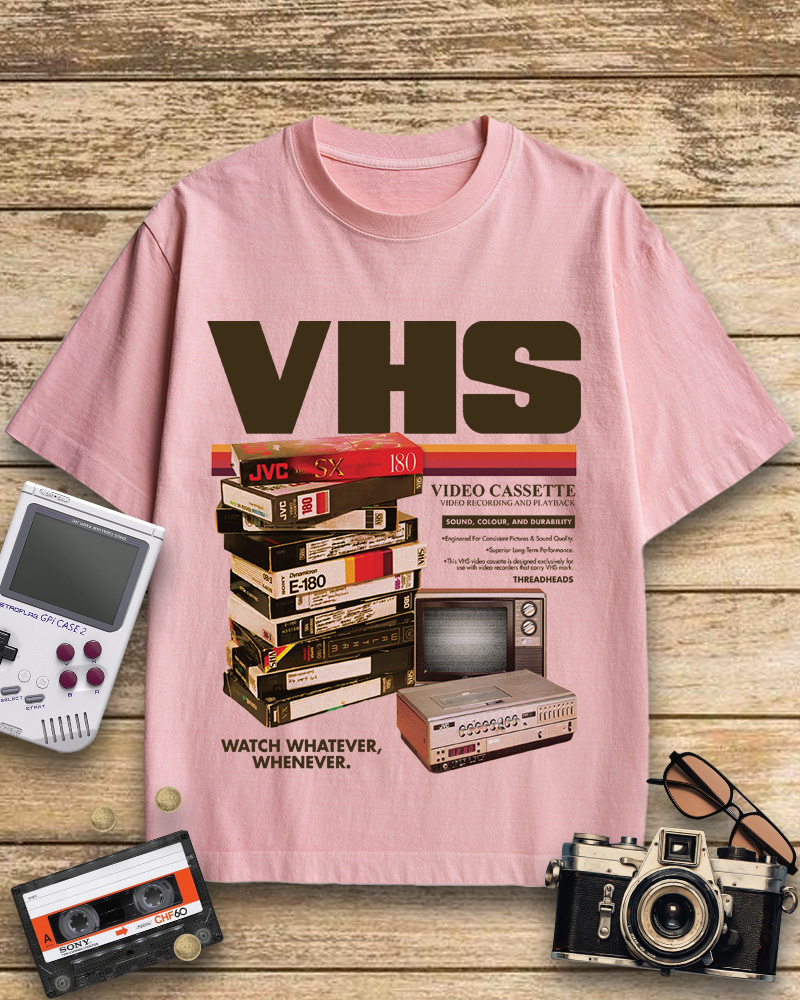 TheRetroTee VHS Tapes 1980s Cotton T-Shirt