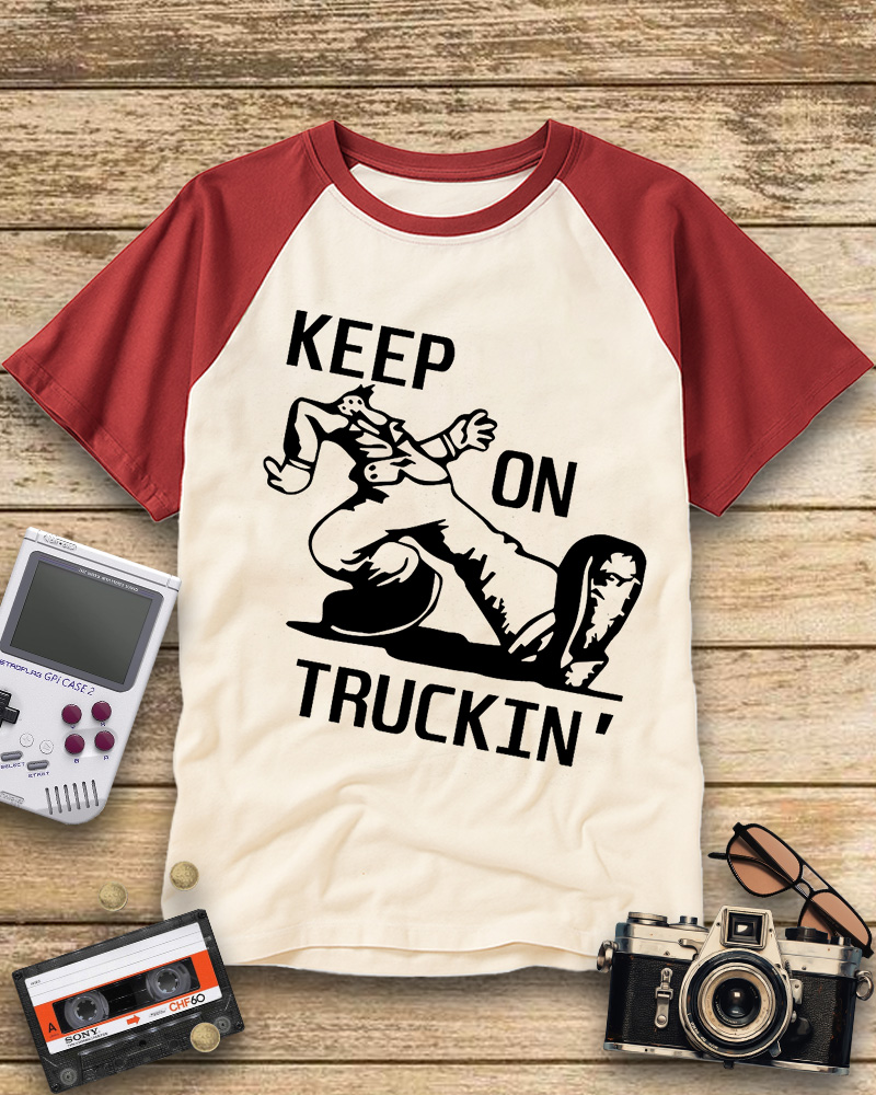 TheRetroTee 70s Keep On Truckin' Raglan Baseball T-Shirt