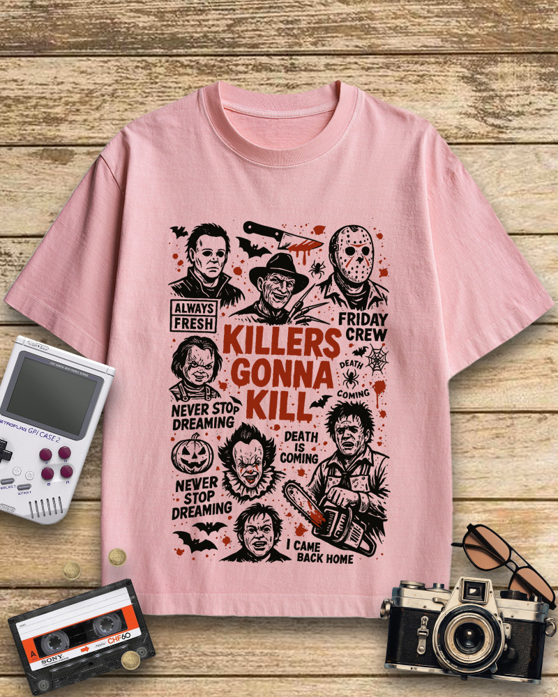TheRetroTee Killers Gonna Kill 1980s Halloween Cotton T-Shirt
