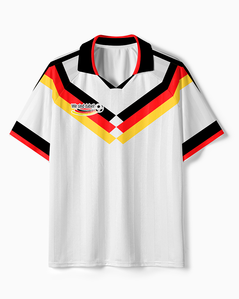 TheRetroTee Wir sind dabei Black-Red-Gold Germany Polo Mesh Jersey