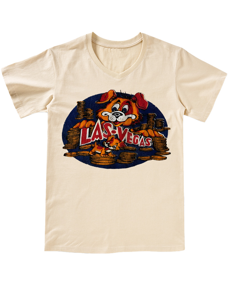 TheRetroTee Vintage 60s Las Vegas Dog V-neck T-Shirt