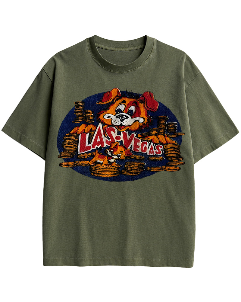 TheRetroTee Vintage 60s Las Vegas Dog Cotton T-Shirt