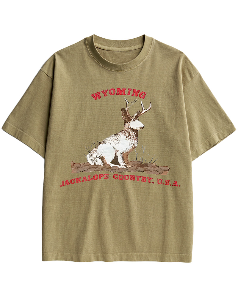 TheRetroTee 60's Vintage Wyoming Jackalope Country Cotton T-Shirt