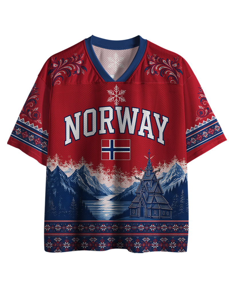 TheRetroTee Custom Name Norway Soccer Mesh Jersey