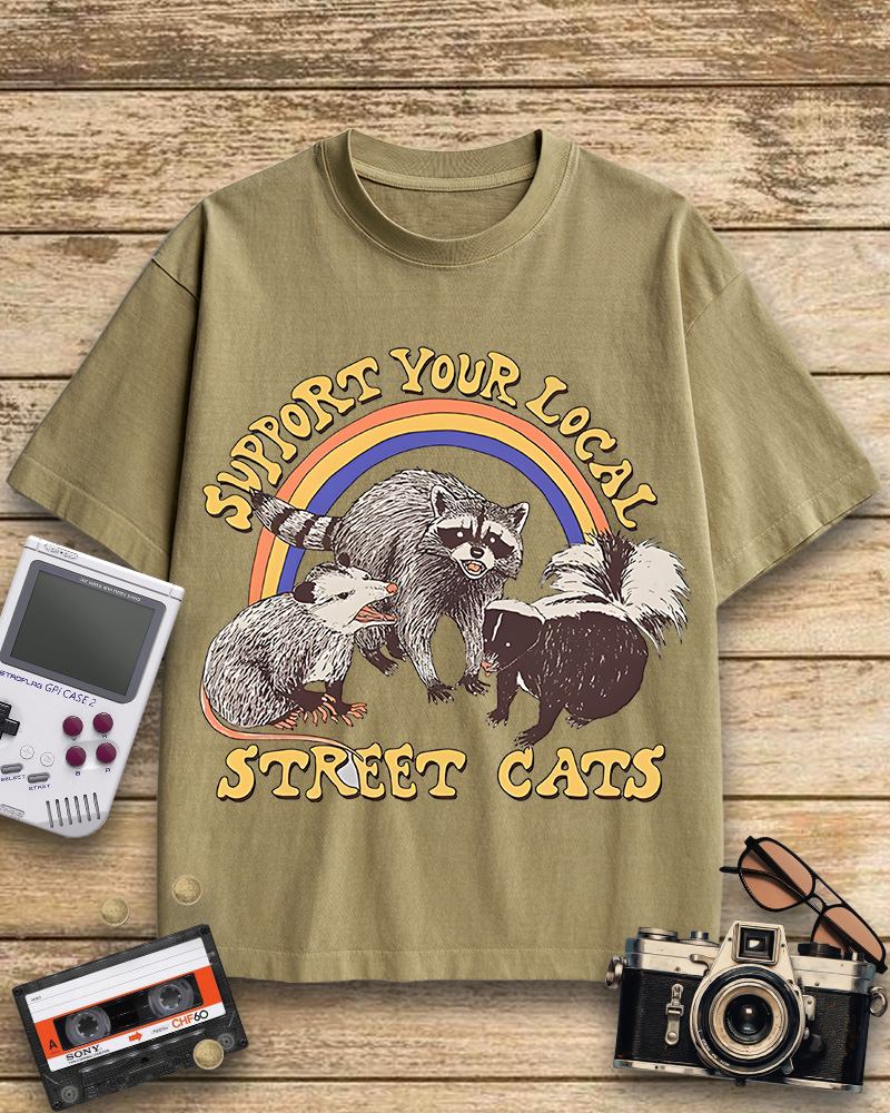 TheRetroTee Street Cats 1970s Cotton T-Shirt