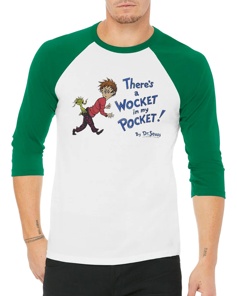 TheRetroTee Wocket Cover Distressed Long Sleeve Raglan T-Shirt