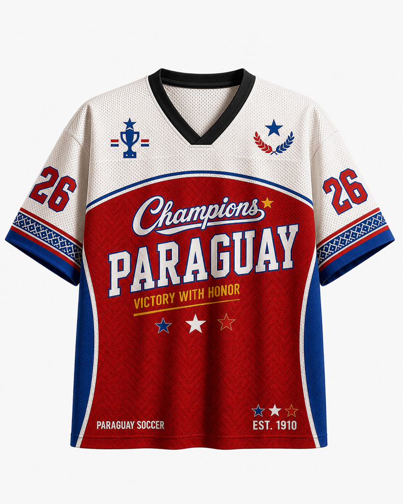 TheRetroTee Paraguay Champion Custom Name Mesh Jersey