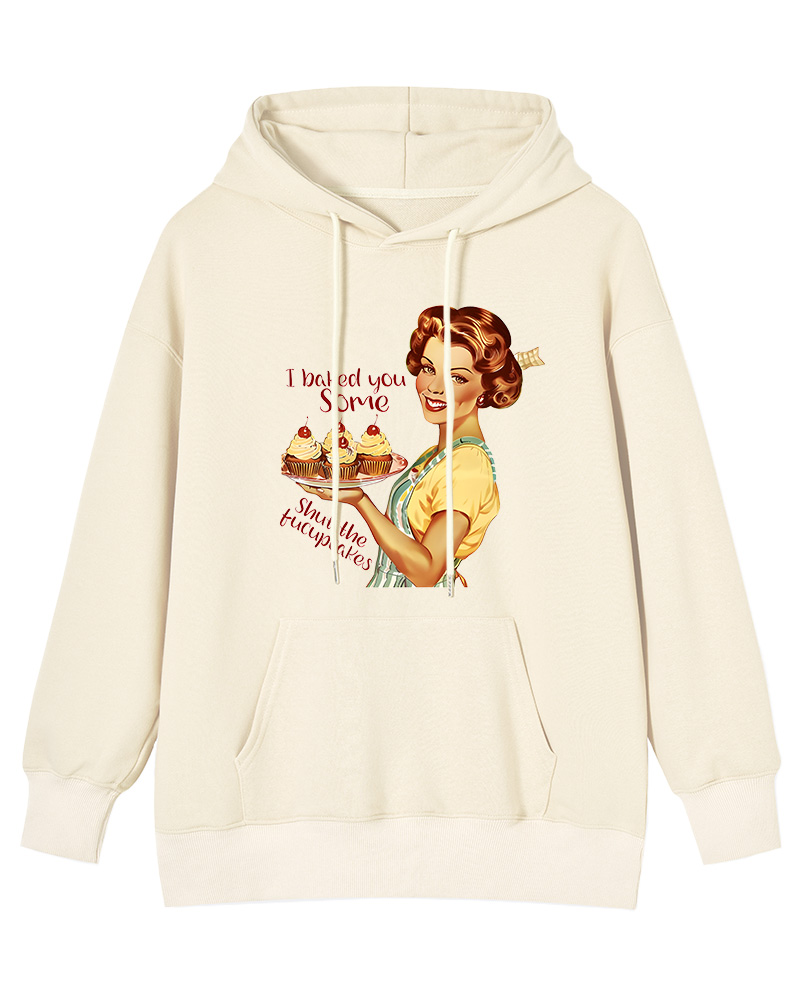 TheRetroHoodie Sarcastic Housewife Baking Meme 1950s Pin-up Hoodie