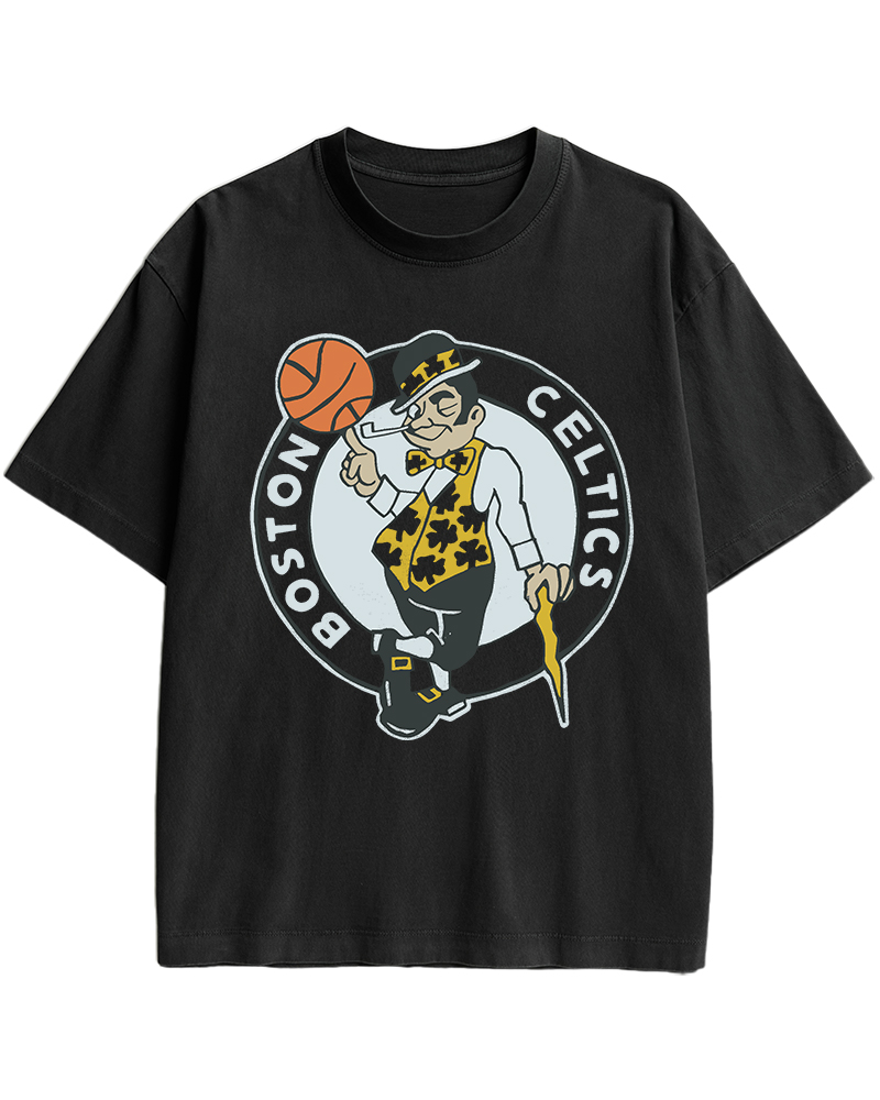 TheRetroTee Boston Leprechaun Basketball 1950s Cotton T-Shirt