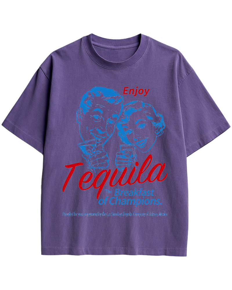 TheRetroTee Enjoy Tequila The Breakfast Of Champions 1950s Cotton T-Shirt