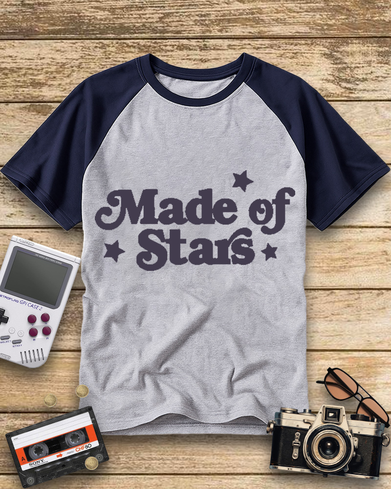 TheRetroTee Made Of Stars Raglan Baseball T-Shirt