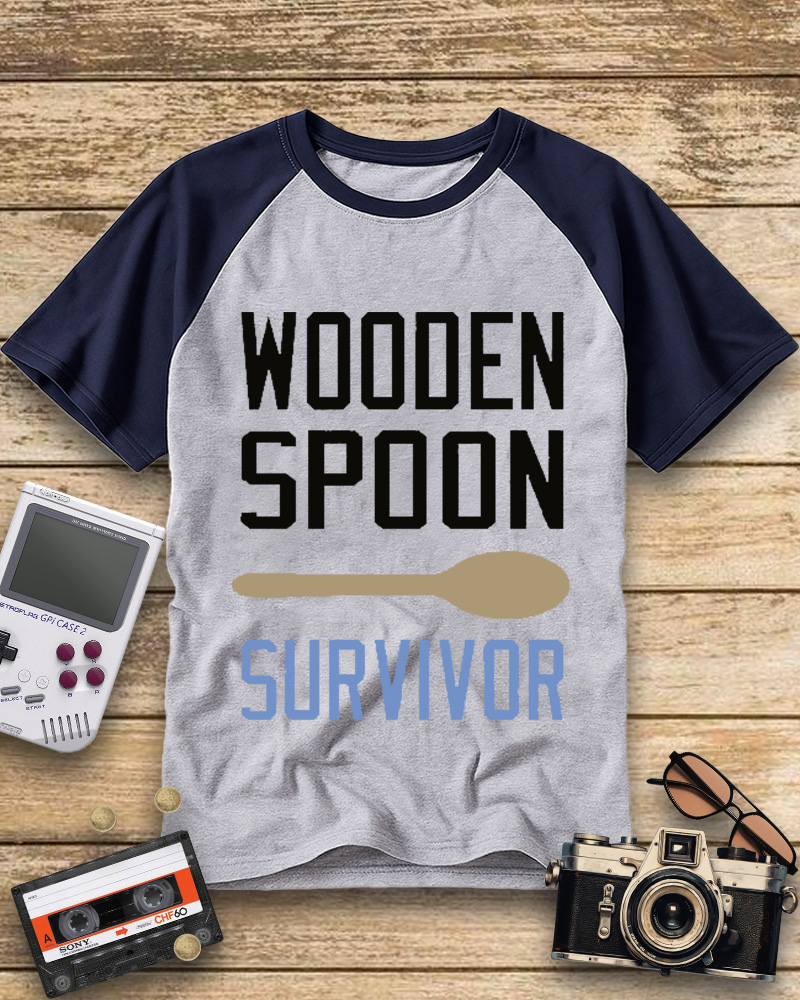 TheRetroTee Wooden Spoon Survivor Raglan Baseball T-Shirt