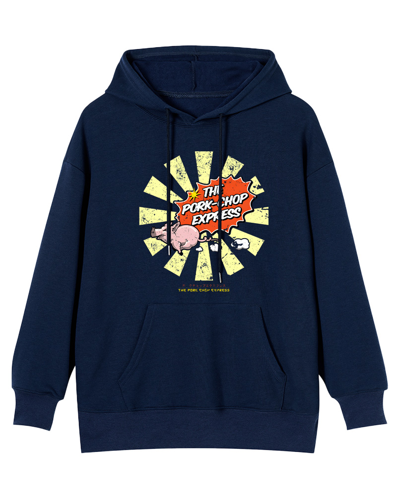 TheRetroTee Pork Chop Express 1980s Cotton Hoodie