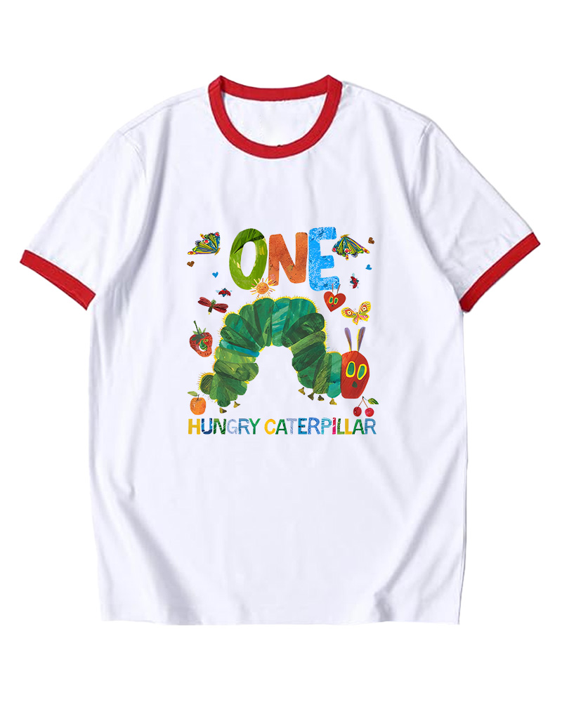 TheRetroTee One Hungry Caterpillar Birthday Ringer T-Shirt
