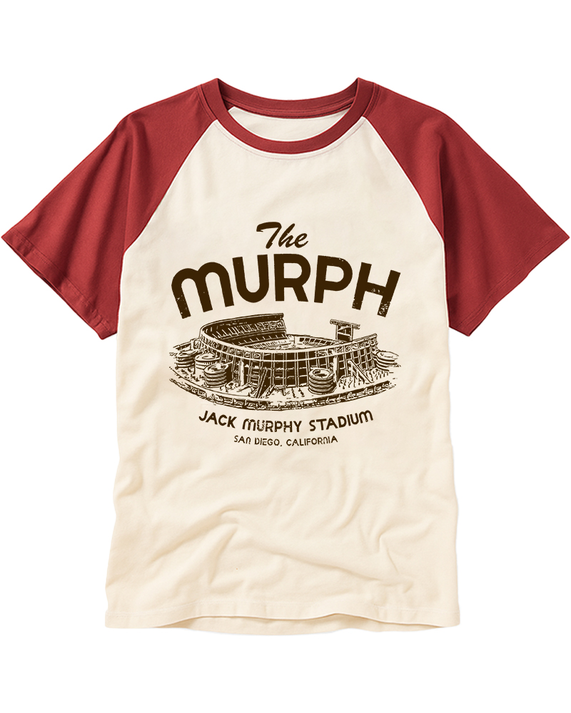 TheRetroTee Jack Murphy Stadium Raglan Baseball T-Shirt