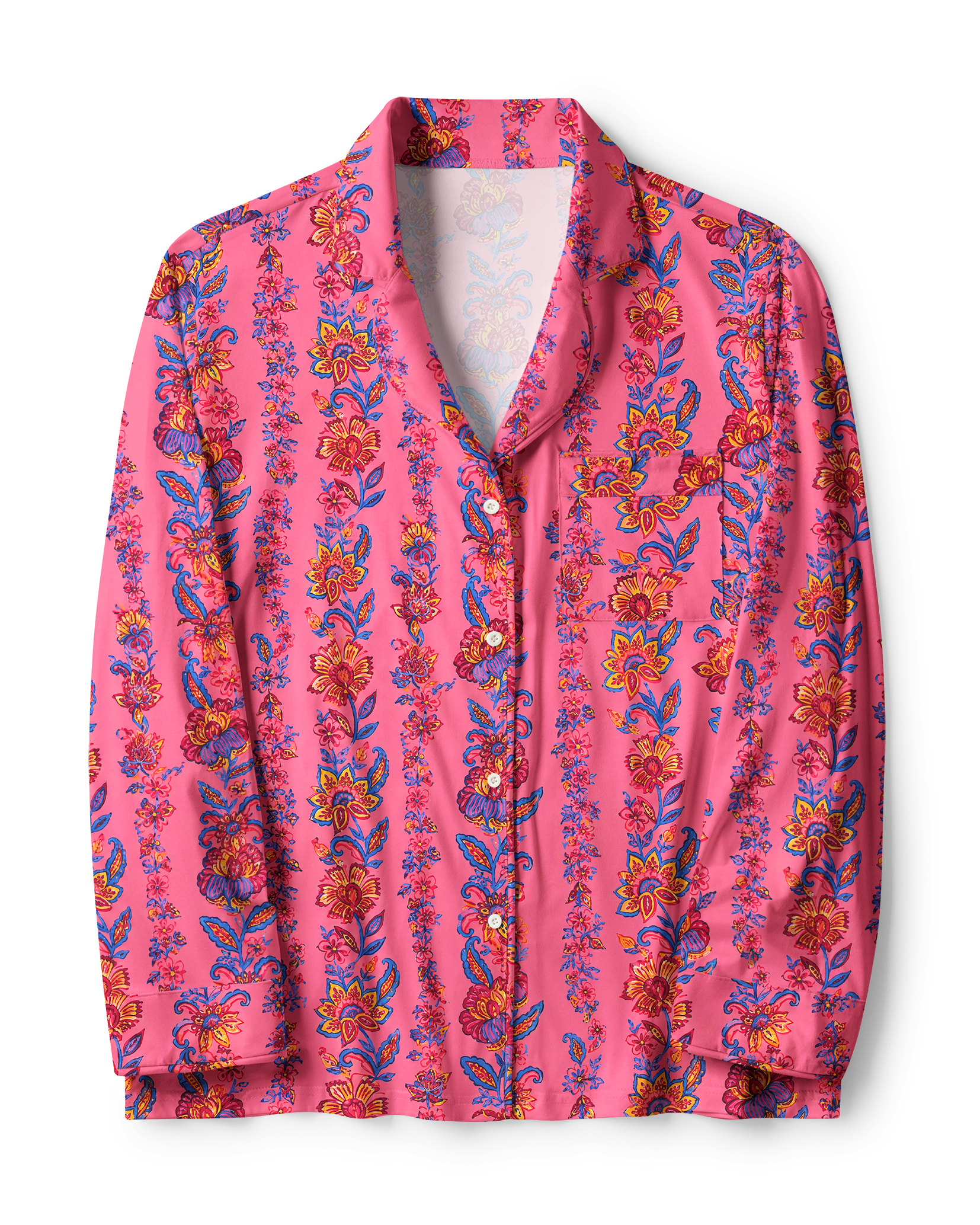 TheRetroTee Hot Pink Exotic Floral Vintage Pajama Set