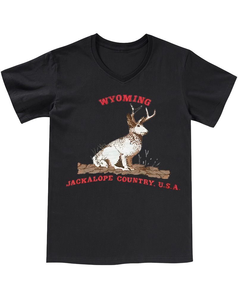 TheRetroTee 60's Wyoming Jackalope Country V-neck T-Shirt