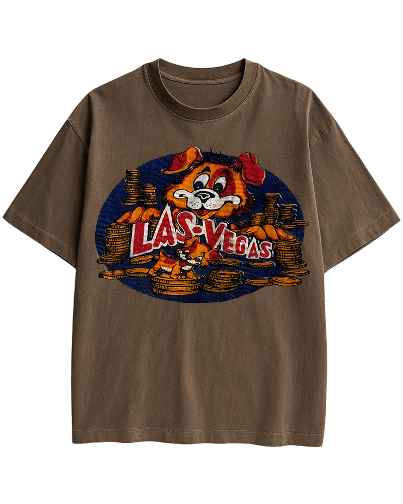 TheRetroTee Vintage 60s Las Vegas Dog Cotton T-Shirt
