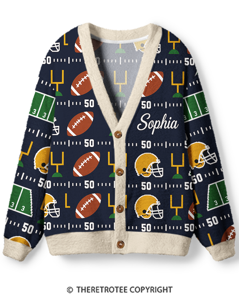 TheRetroTee Vintage Custom Football Heritage Unisex Cardigan Sweater