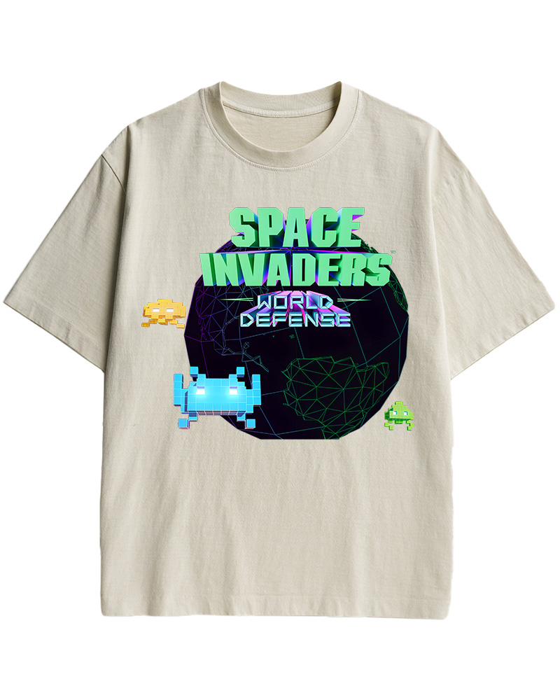 TheRetroTee SPACE INVADERS World Defense 1980s Cotton T-Shirt